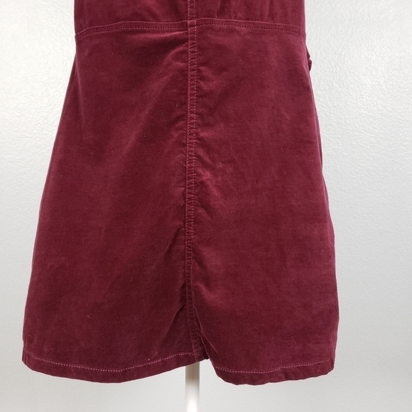 ABOUND Maroon Velveteen Overall Mini Dress Sz L - Picture 5 of 12